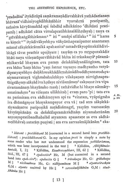 The Aesthetic Experience According to Abhinava Gupta